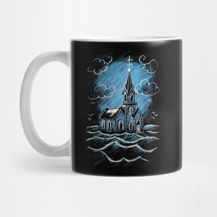 Chalk Drawing Art Of A Church Mug